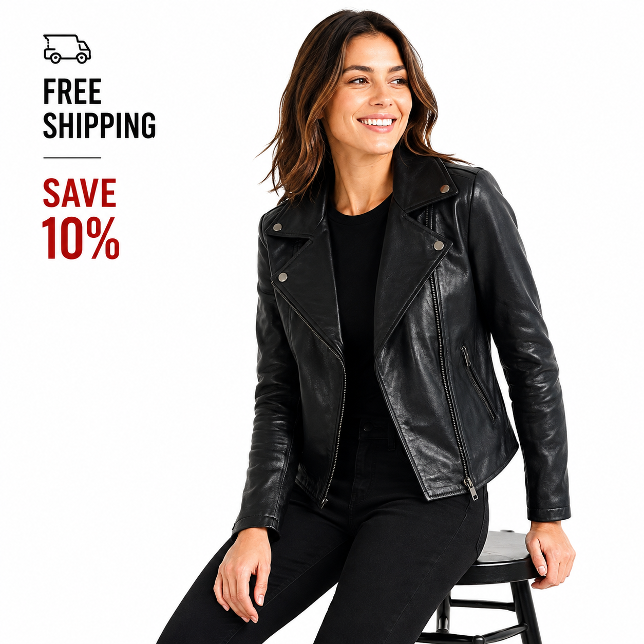 Vellaro Women’s Sheepskin Leather Biker Jacket Genuine Leather Moto Rider Halloween Fast