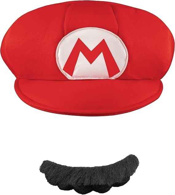 Disguise Men's Nintendo Super Mario Bros.Mario Adult Hat and Mustache