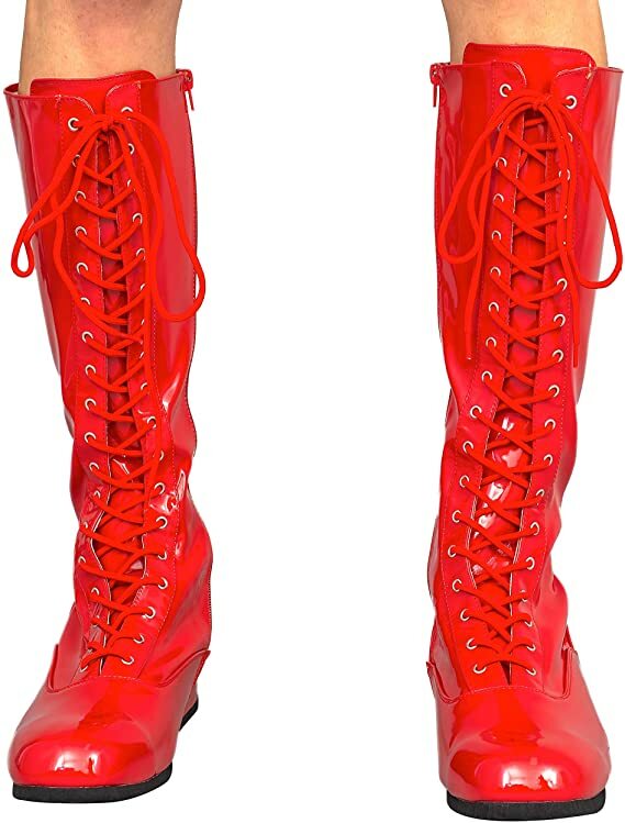 Adult Wrestling Halloween Costume Cosplay Lace-Up Zipper Boots Multiple Color Halloween Fast