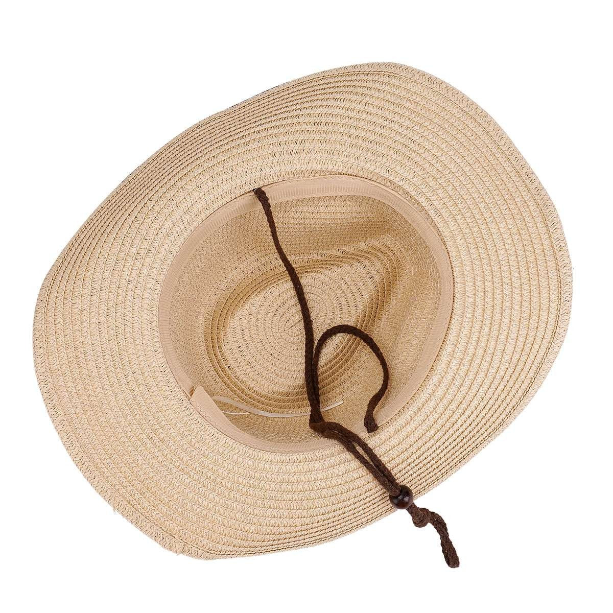 Men Women Wide Brim Western Cowboy Straw Hat Outdoor Sun Protection Hat Halloween Fast