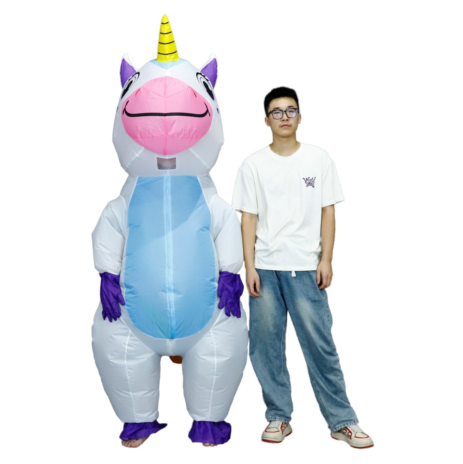7' Cute Unicorn Inflatable Costume Adult for Halloween Cosplay Party Fancy Dress Halloween Fast