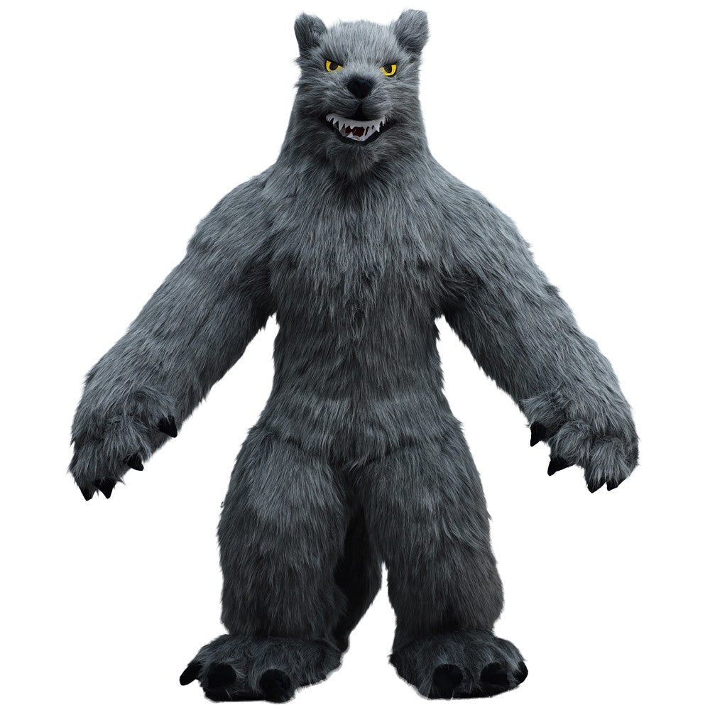 Giant Furry Gray Werewolf Inflatable Mascot Costume Halloween Outfit Fancy Dress Halloween Fast