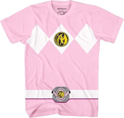 Mighty Morphin Power Rangers Red Blue Pink Green Black Halloween Costume Tee Halloween Fast