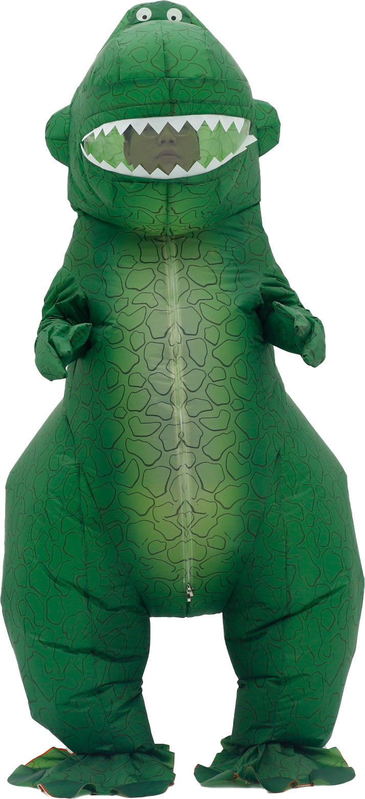 7' Green T-Rex Inflatable Costume Adult for Halloween Cosplay Party Fancy Dress Halloween Fast