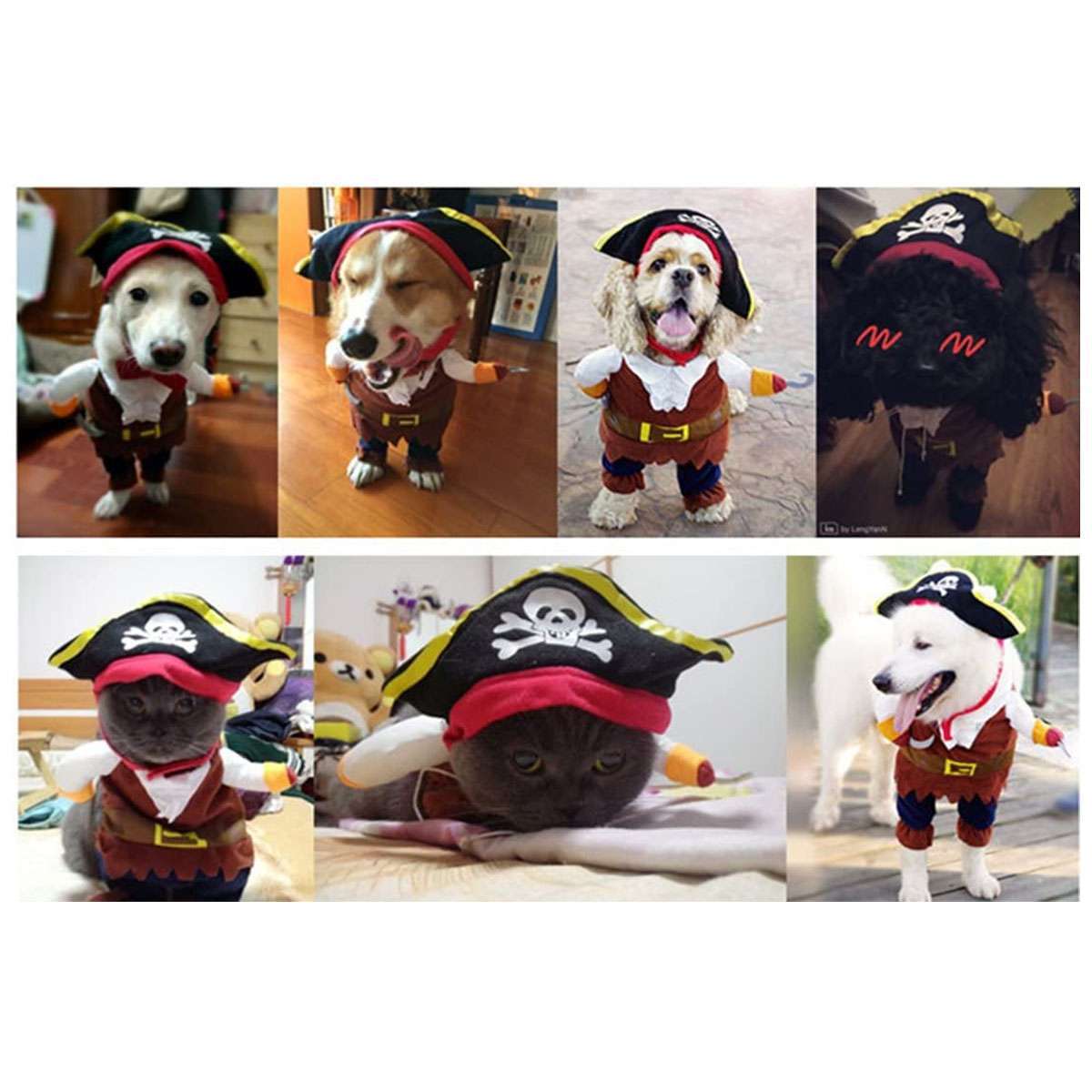 Pet Dog Cat Cowboy & Pirate Funny Halloween Puppy Party Costume Clothes S M L XL Halloween Fast