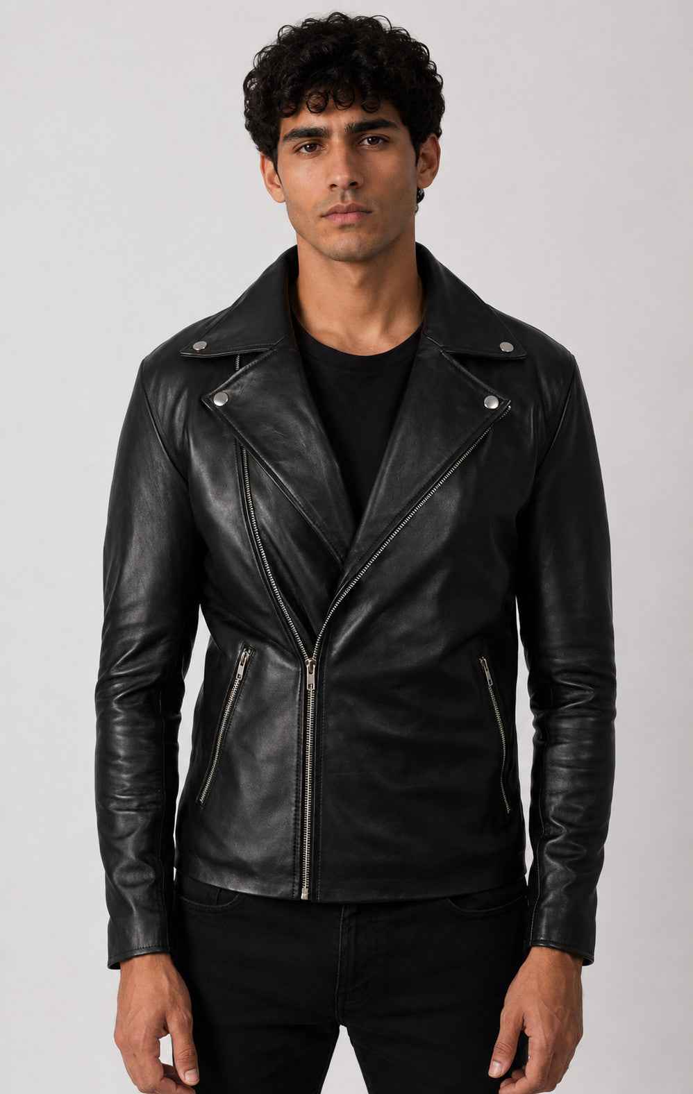 Vellaro Men’s Sheepskin Leather Biker Jacket Motorcycle Moto Double Rider