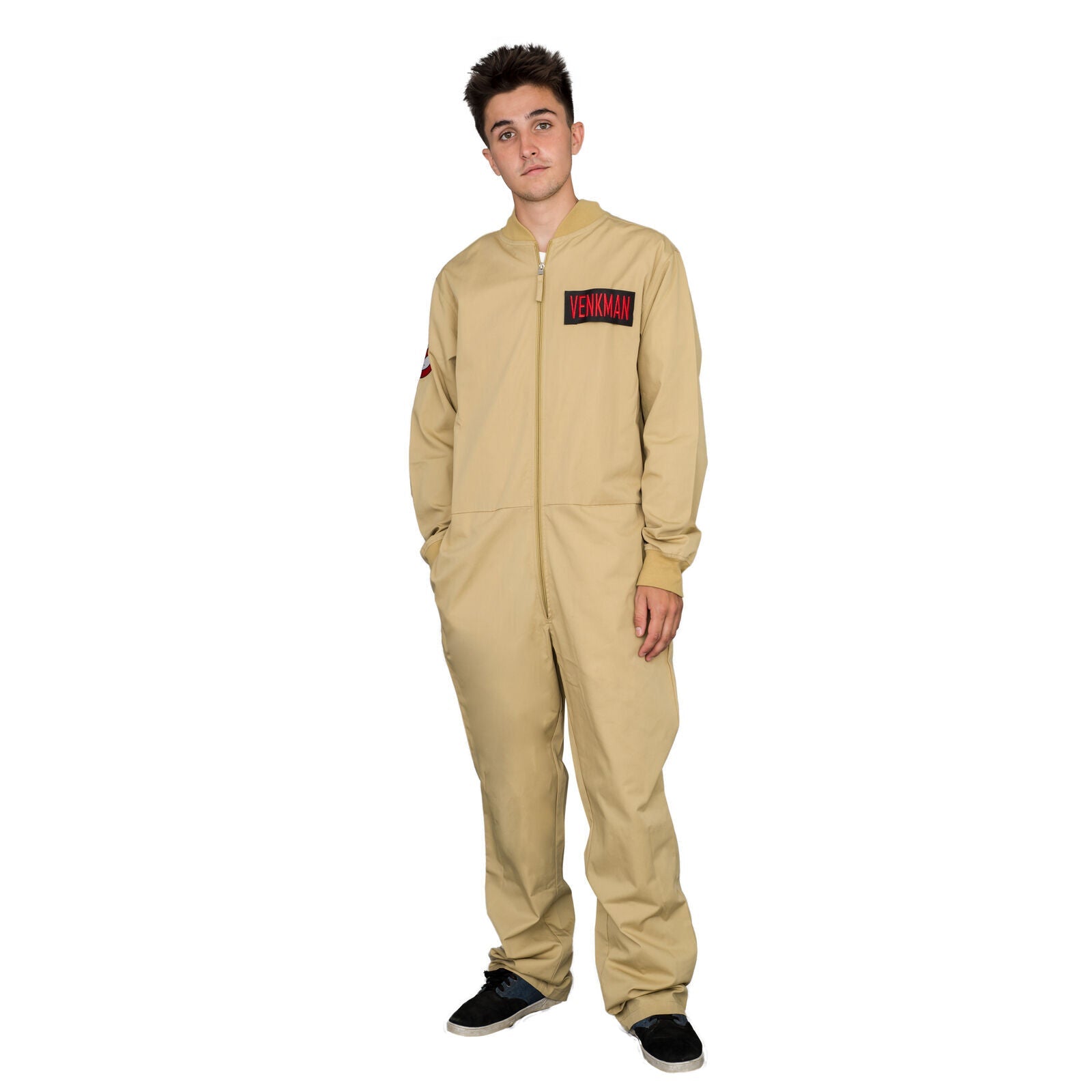 Adult Unisex Ghostbusters Zip Up Jumpsuit w/ 4 Patches Halloween Costume Cosplay Halloween Fast