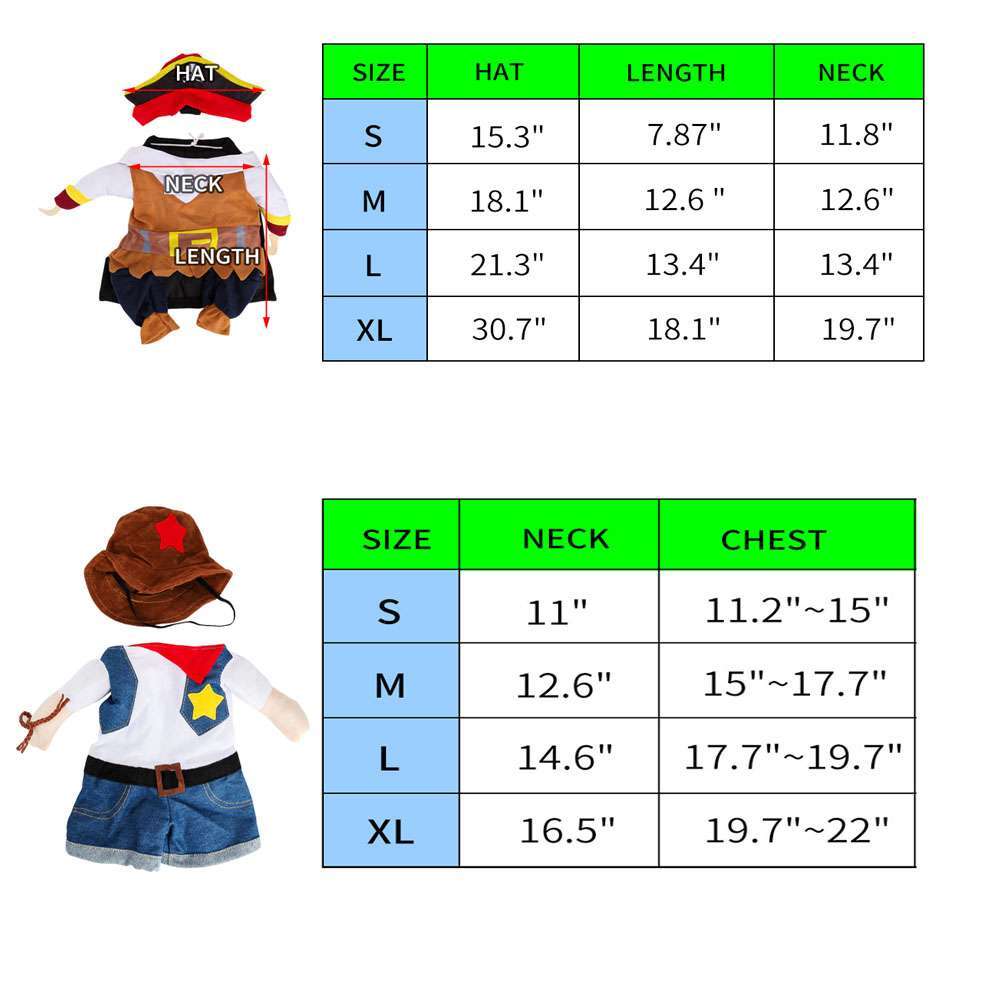 Pet Dog Cat Cowboy & Pirate Funny Halloween Puppy Party Costume Clothes S M L XL Halloween Fast