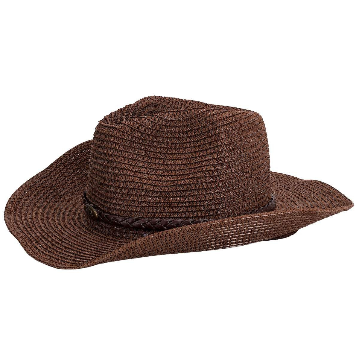 Men Women Wide Brim Western Cowboy Straw Hat Outdoor Sun Protection Hat Halloween Fast