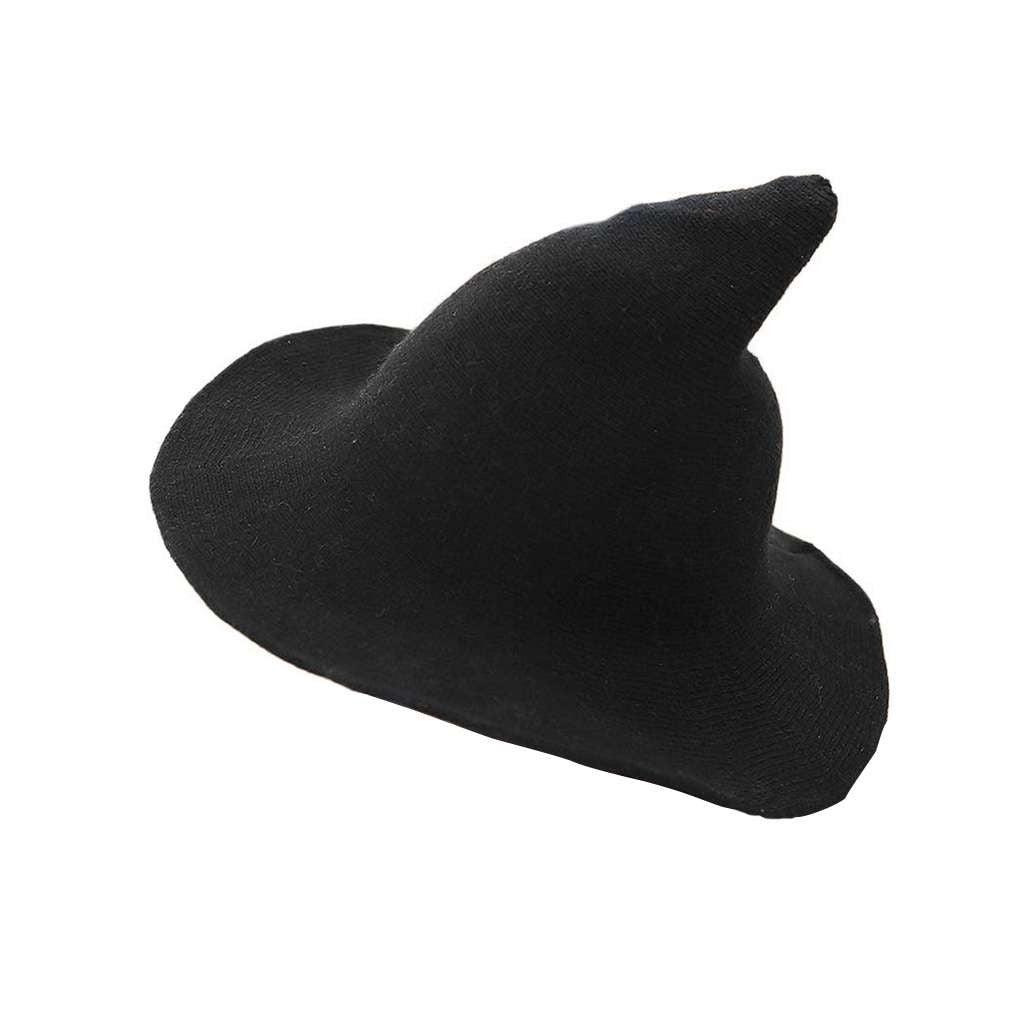 Women Knit Pointed Witch Wizard Hat Wide Brim Halloween Cosplay Casual Party Cap Halloween Fast