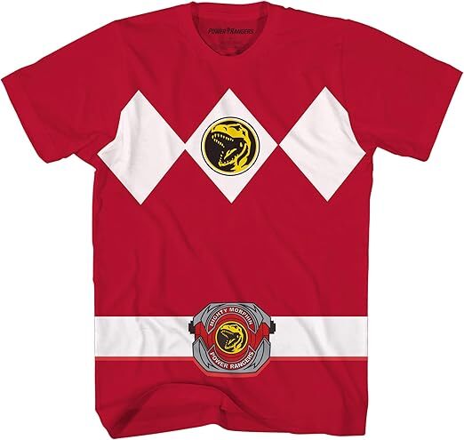Mighty Morphin Power Rangers Red Blue Pink Green Black Halloween Costume Tee Halloween Fast