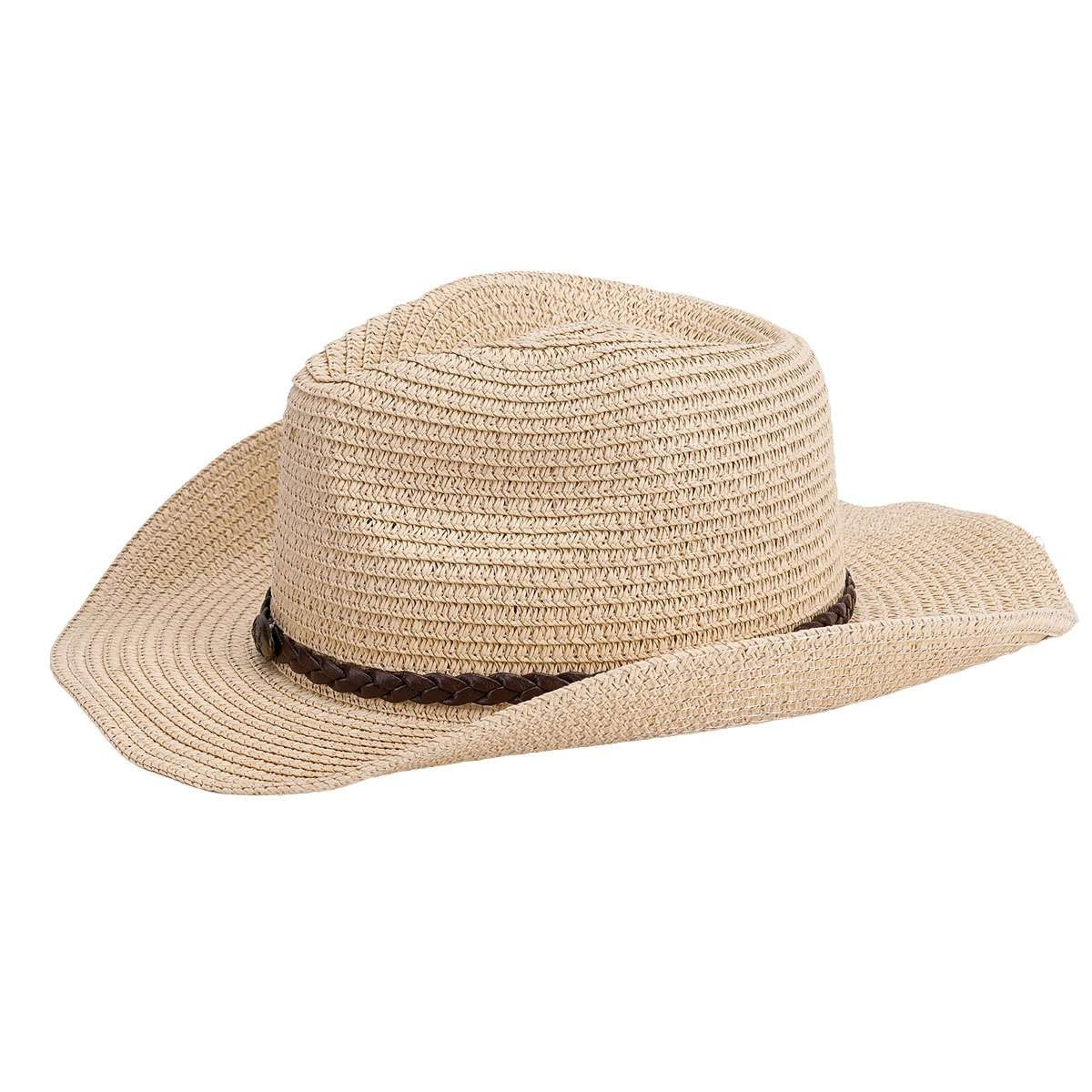 Men Women Wide Brim Western Cowboy Straw Hat Outdoor Sun Protection Hat Halloween Fast