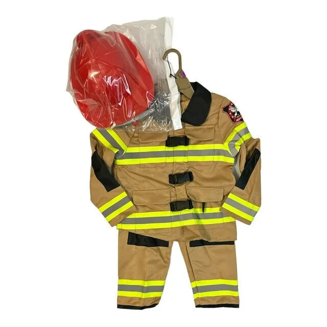 Disguise Unisex Kid's Halloween/Dress-Up Firefighter Costume Tan, M (8-10) Halloween Fast