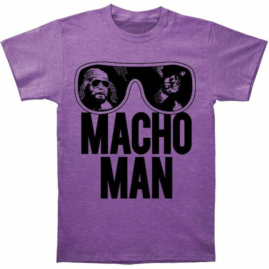 Unisex WWE 1980s Macho Man Savage Halloween Cosplay Replica Purple T-shirt Halloween Fast