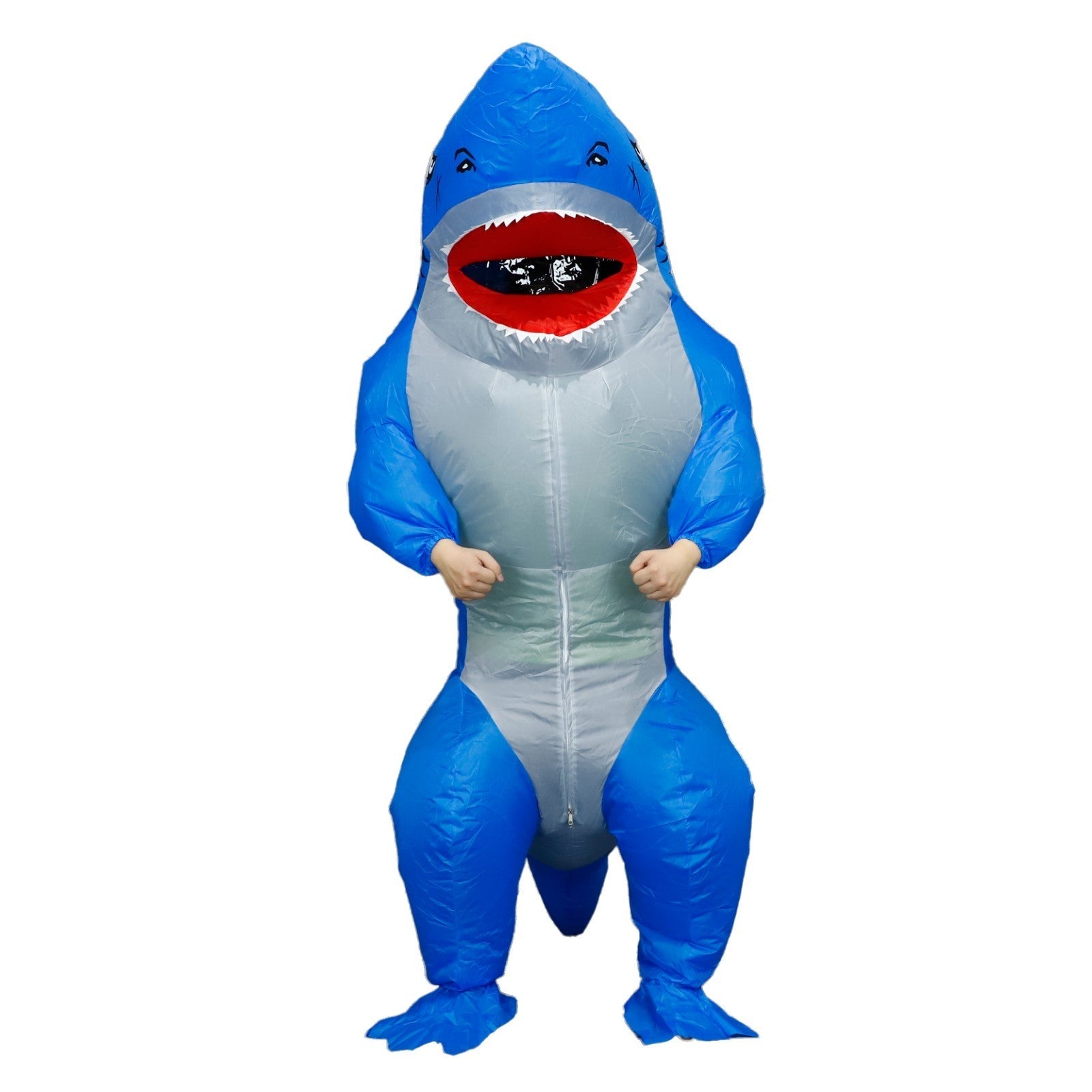 7' Blue Shark Inflatable Costume Adult for Halloween Cosplay Party Fancy Dress Halloween Fast