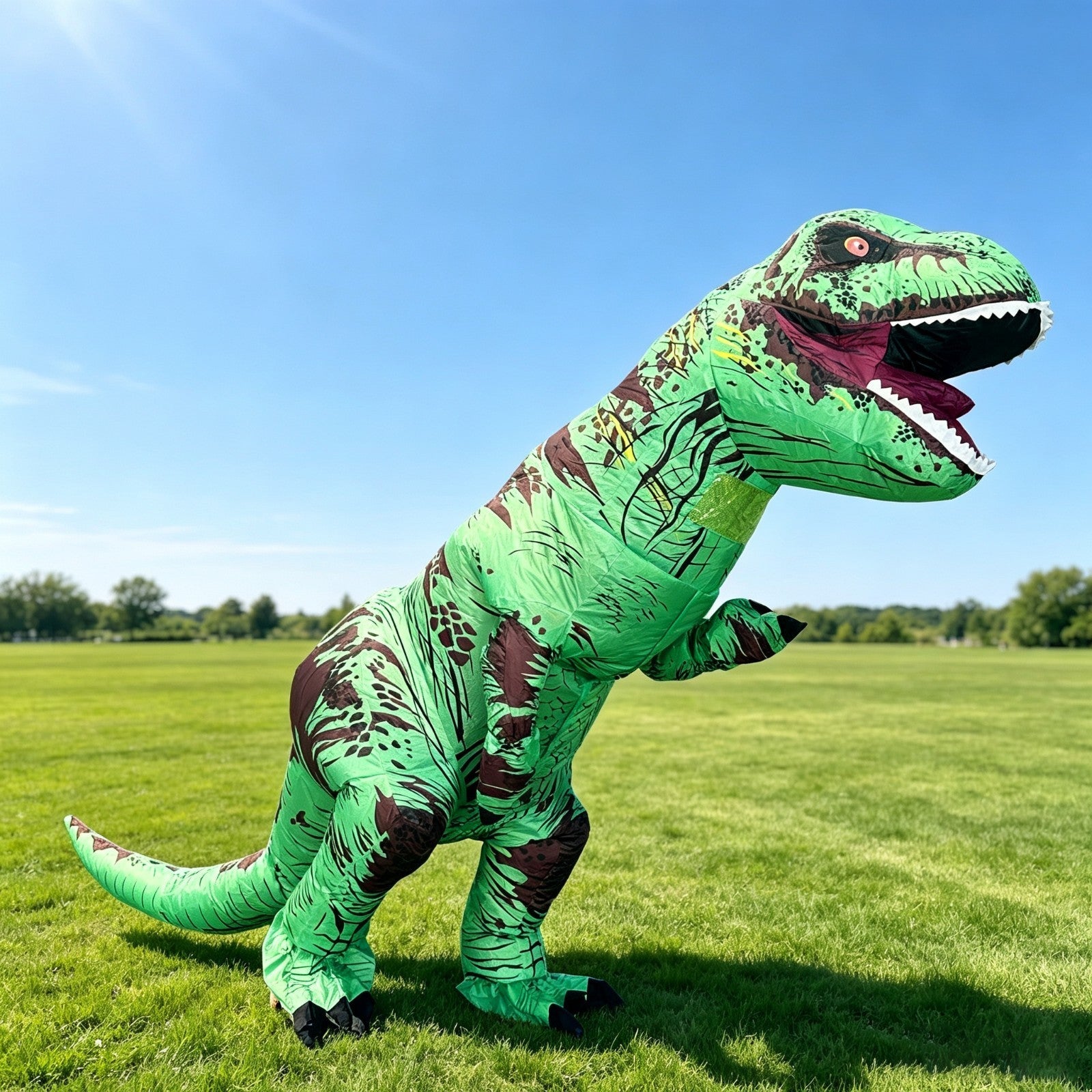 7' Green T-Rex Inflatable Costume Adult for Halloween Cosplay Party Fancy Dress Halloween Fast