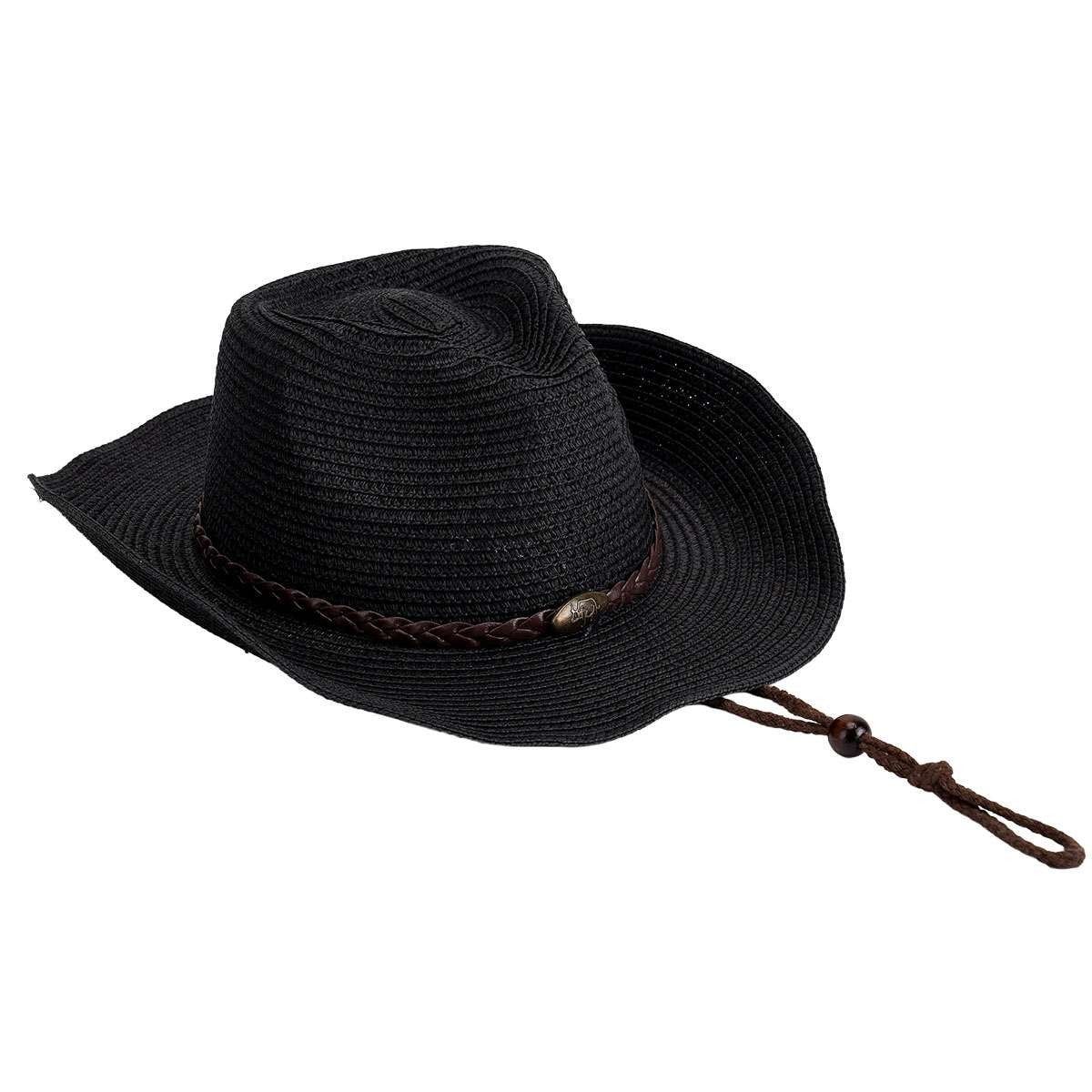 Men Women Wide Brim Western Cowboy Straw Hat Outdoor Sun Protection Hat Halloween Fast
