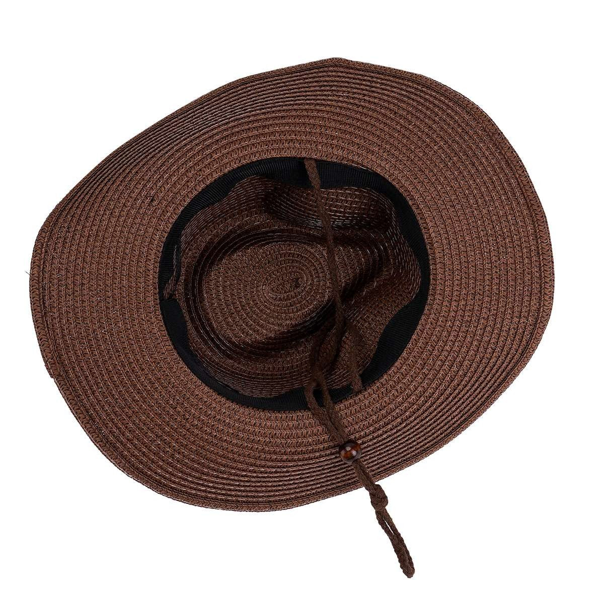 Men Women Wide Brim Western Cowboy Straw Hat Outdoor Sun Protection Hat Halloween Fast