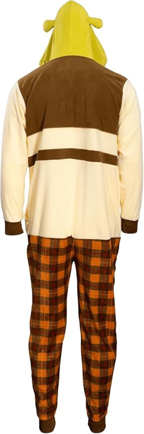 Officially Licensed Shrek Adult Unisex Halloween Cosplay Costume Fleece Jumpsuit Halloween Fast
