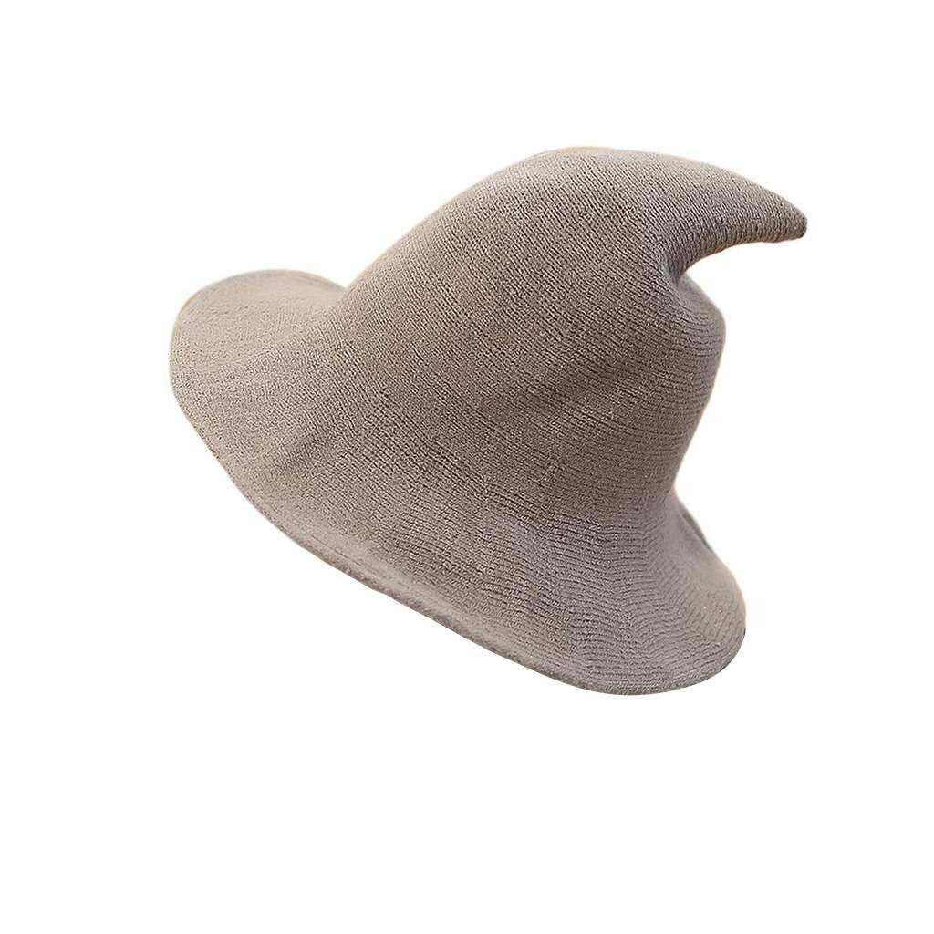 Women Knit Pointed Witch Wizard Hat Wide Brim Halloween Cosplay Casual Party Cap Halloween Fast