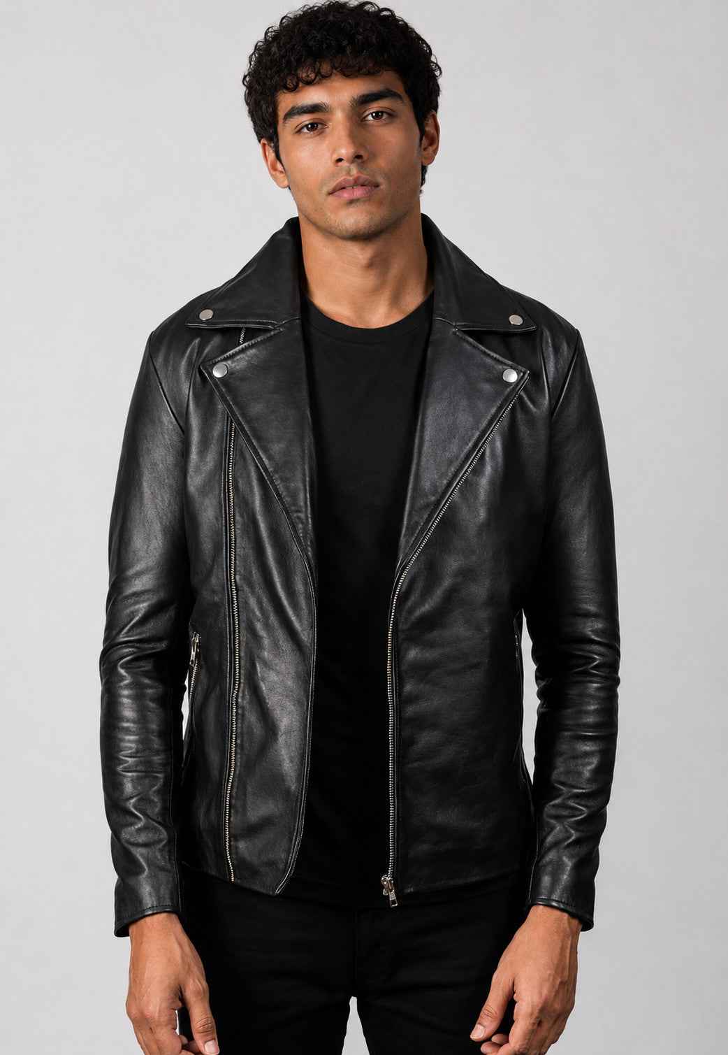 Vellaro Men’s Sheepskin Leather Biker Jacket Motorcycle Moto Double Rider
