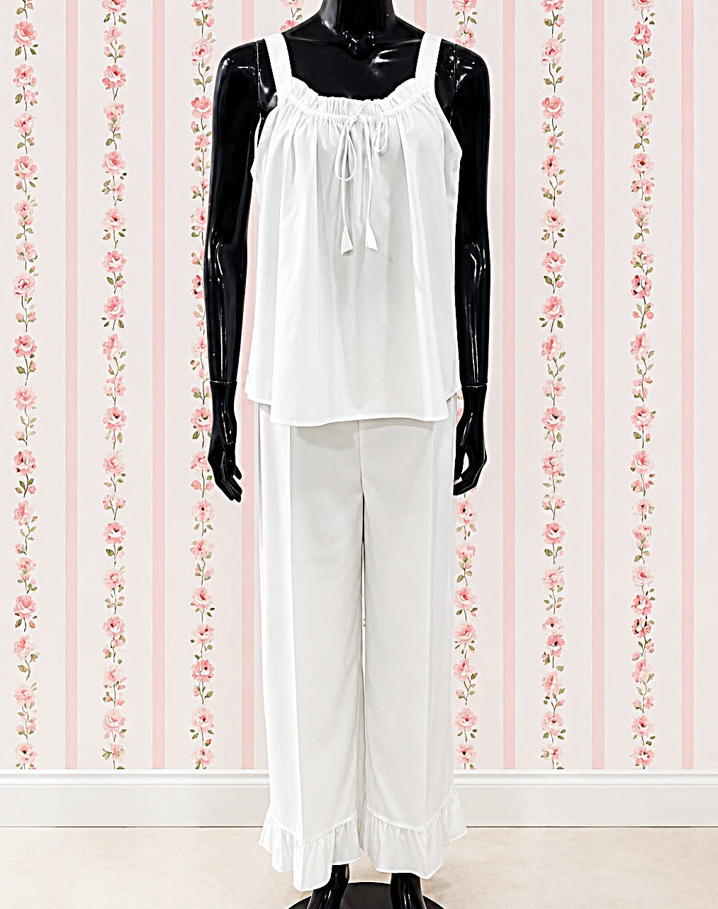 SoieRose 100% Cotton Victorian Inspired, Sleeveless, Ruffle Pajama Set - SR-1333
