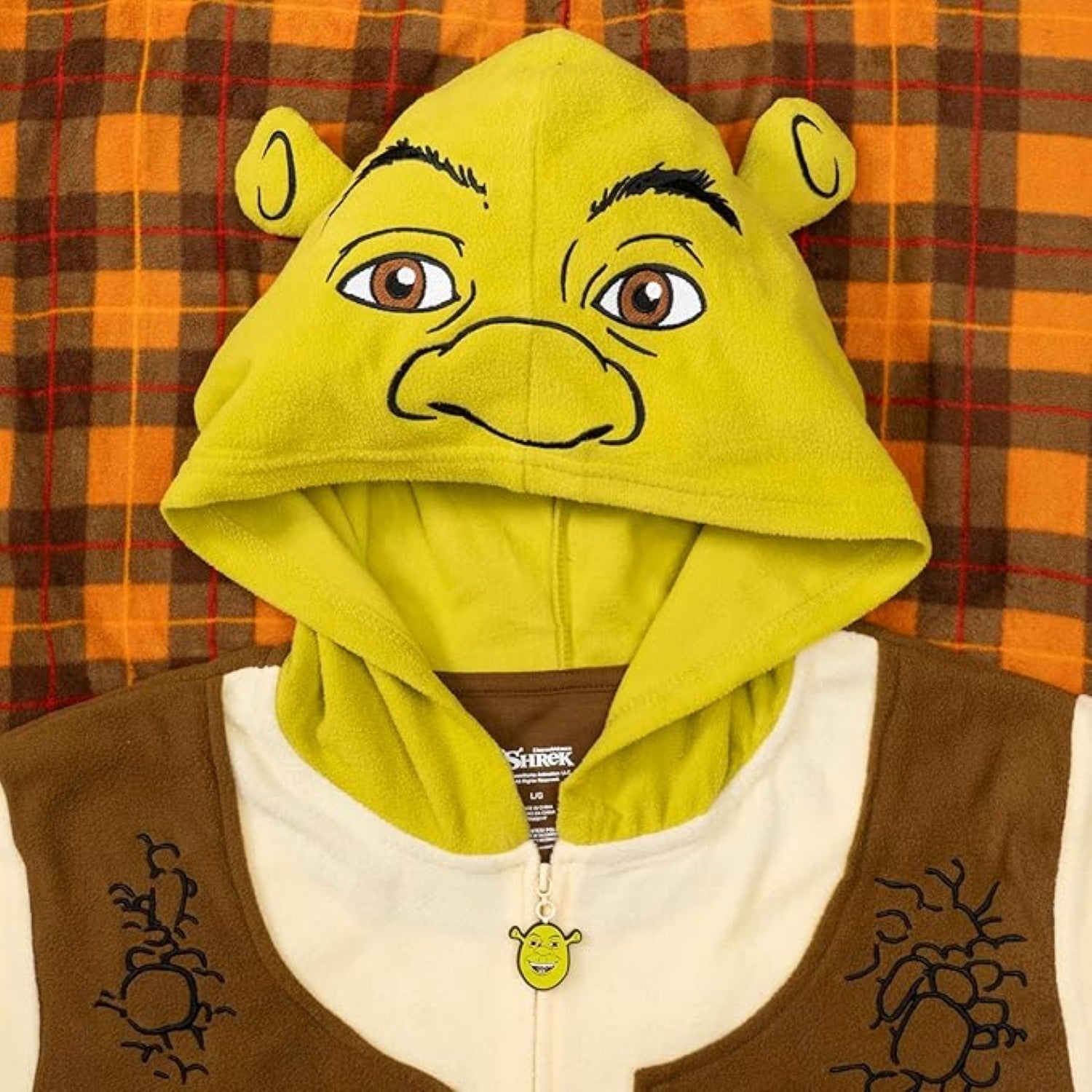 Officially Licensed Shrek Adult Unisex Halloween Cosplay Costume Fleece Jumpsuit Halloween Fast