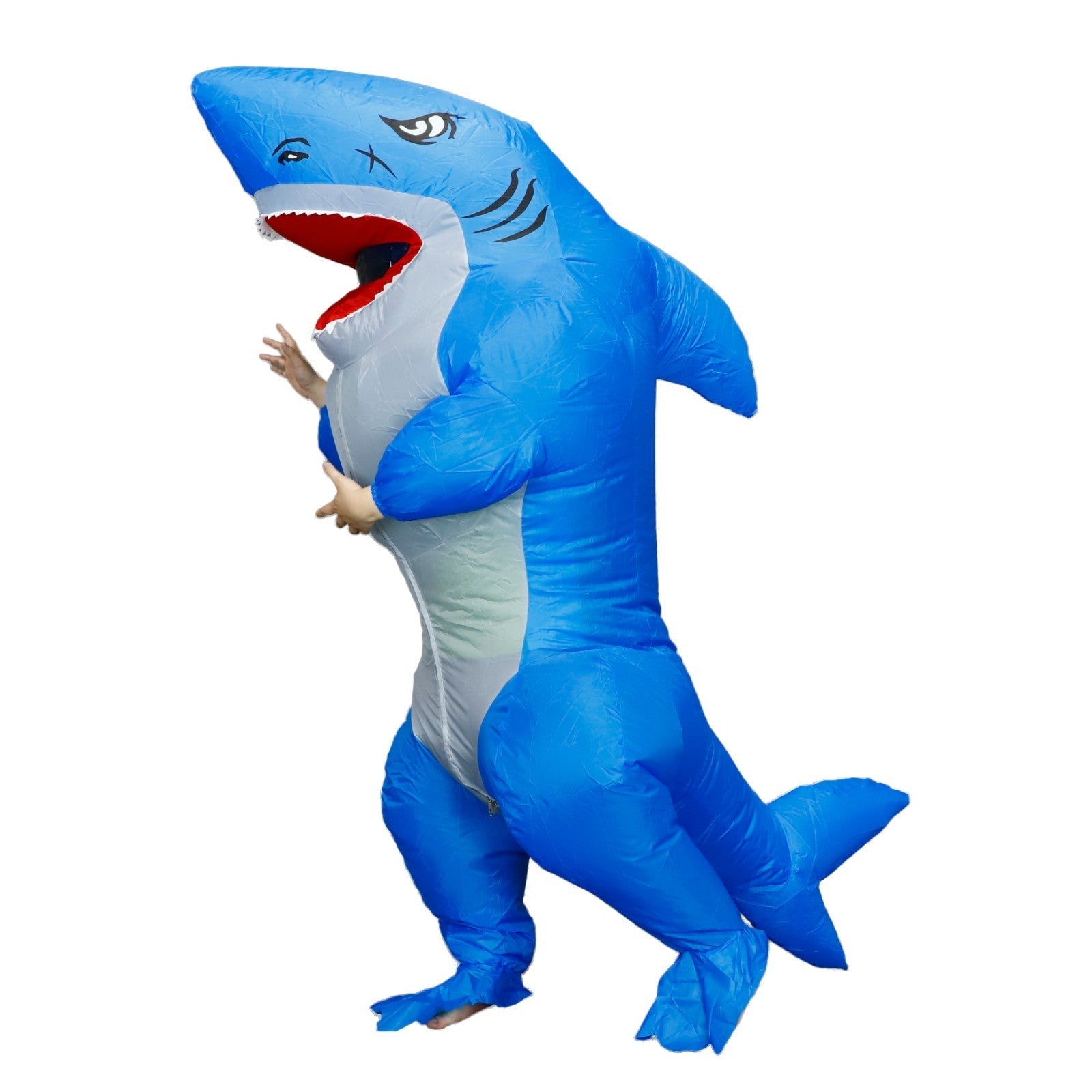 7' Blue Shark Inflatable Costume Adult for Halloween Cosplay Party Fancy Dress Halloween Fast