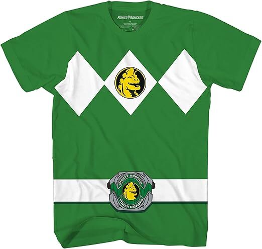 Mighty Morphin Power Rangers Red Blue Pink Green Black Halloween Costume Tee Halloween Fast