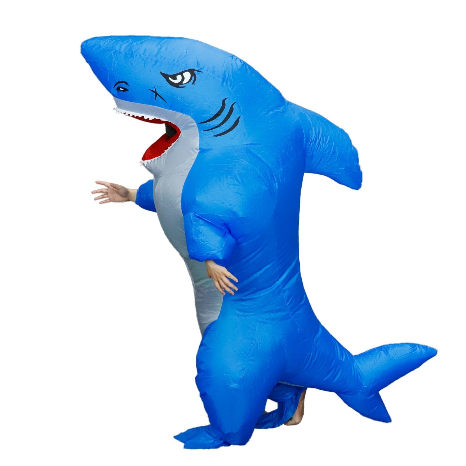 7' Blue Shark Inflatable Costume Adult for Halloween Cosplay Party Fancy Dress Halloween Fast