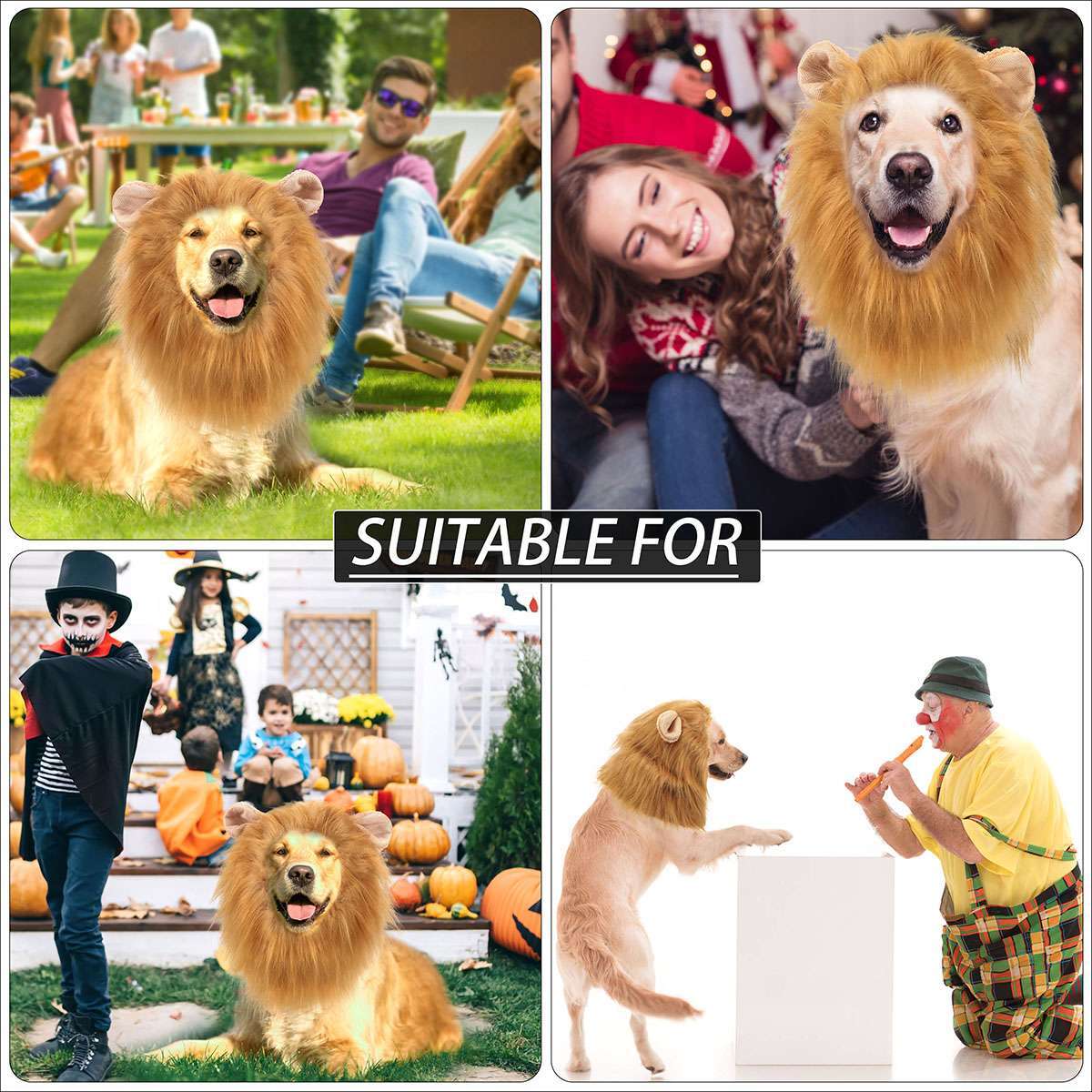 Funny Cute Lion Mane Costume Headgear for Cat Dog Pet Clothes Dress Party USA Halloween Fast