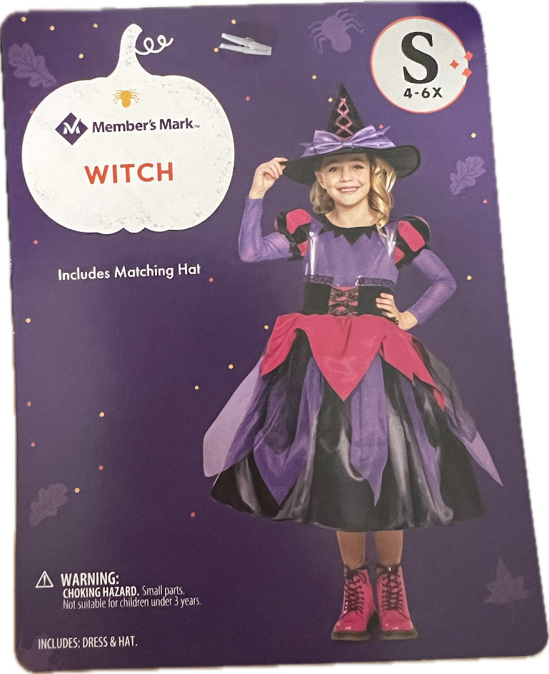 MEMBERS MARK WITCH CHILD COSTUME SMALL 4-6X Halloween Fast