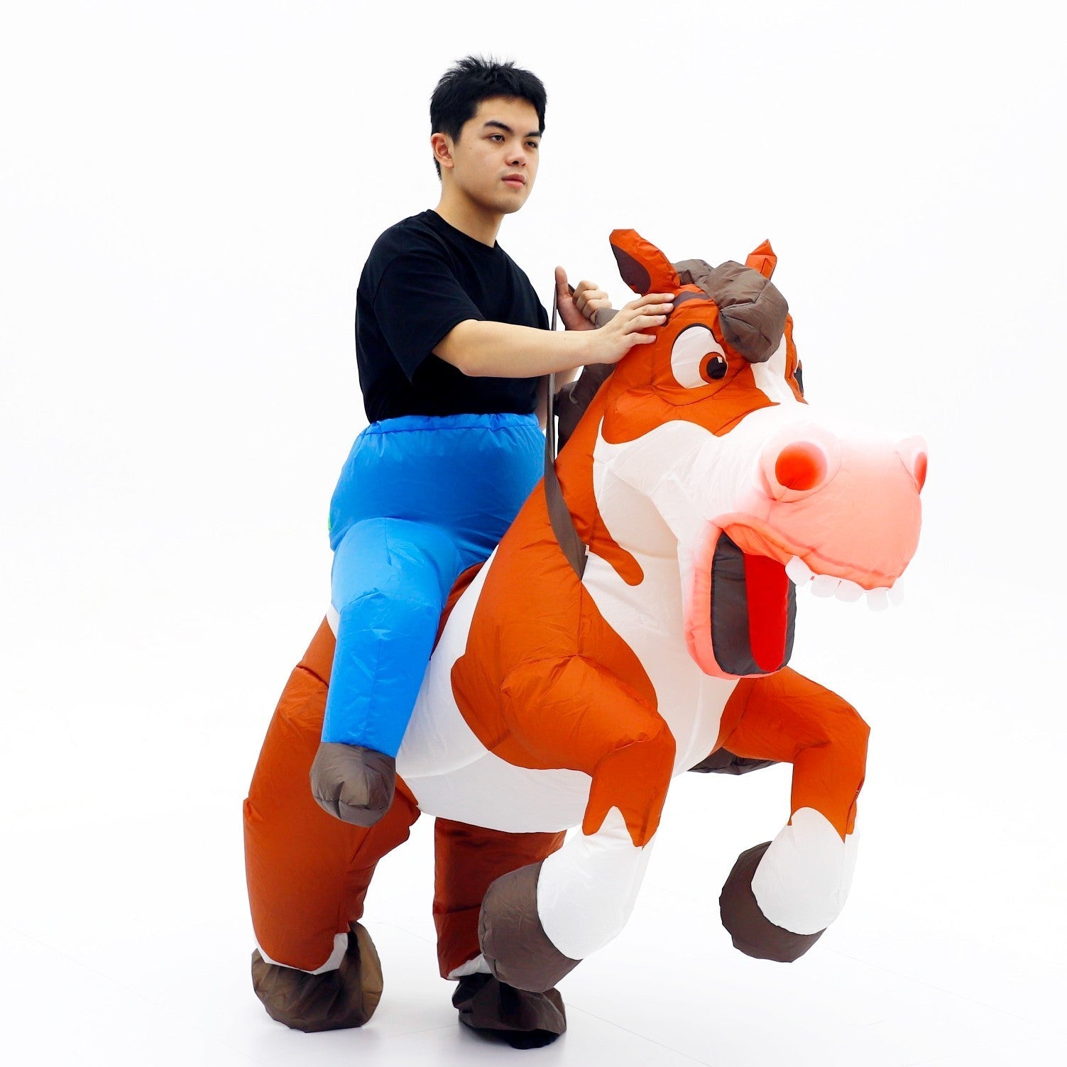 Fun Cowboy Ride on Inflatable Costume Adult Halloween Cosplay Party Fancy Dress Halloween Fast