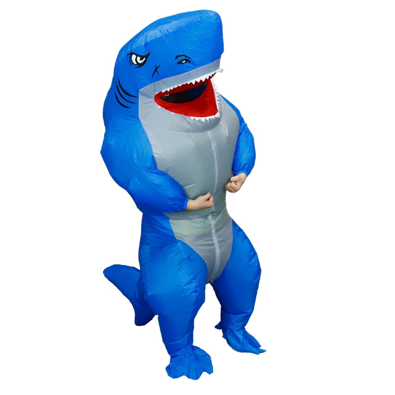 7' Blue Shark Inflatable Costume Adult for Halloween Cosplay Party Fancy Dress Halloween Fast