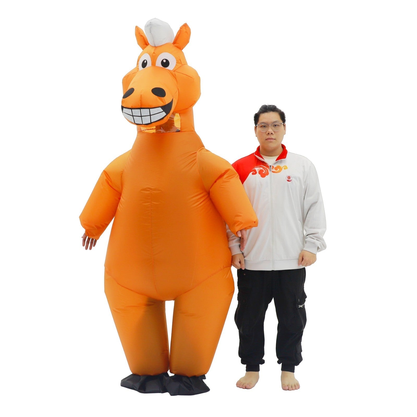 7' Orange Horse Inflatable Costume Adult for Halloween Cosplay Party Fancy Dress Halloween Fast