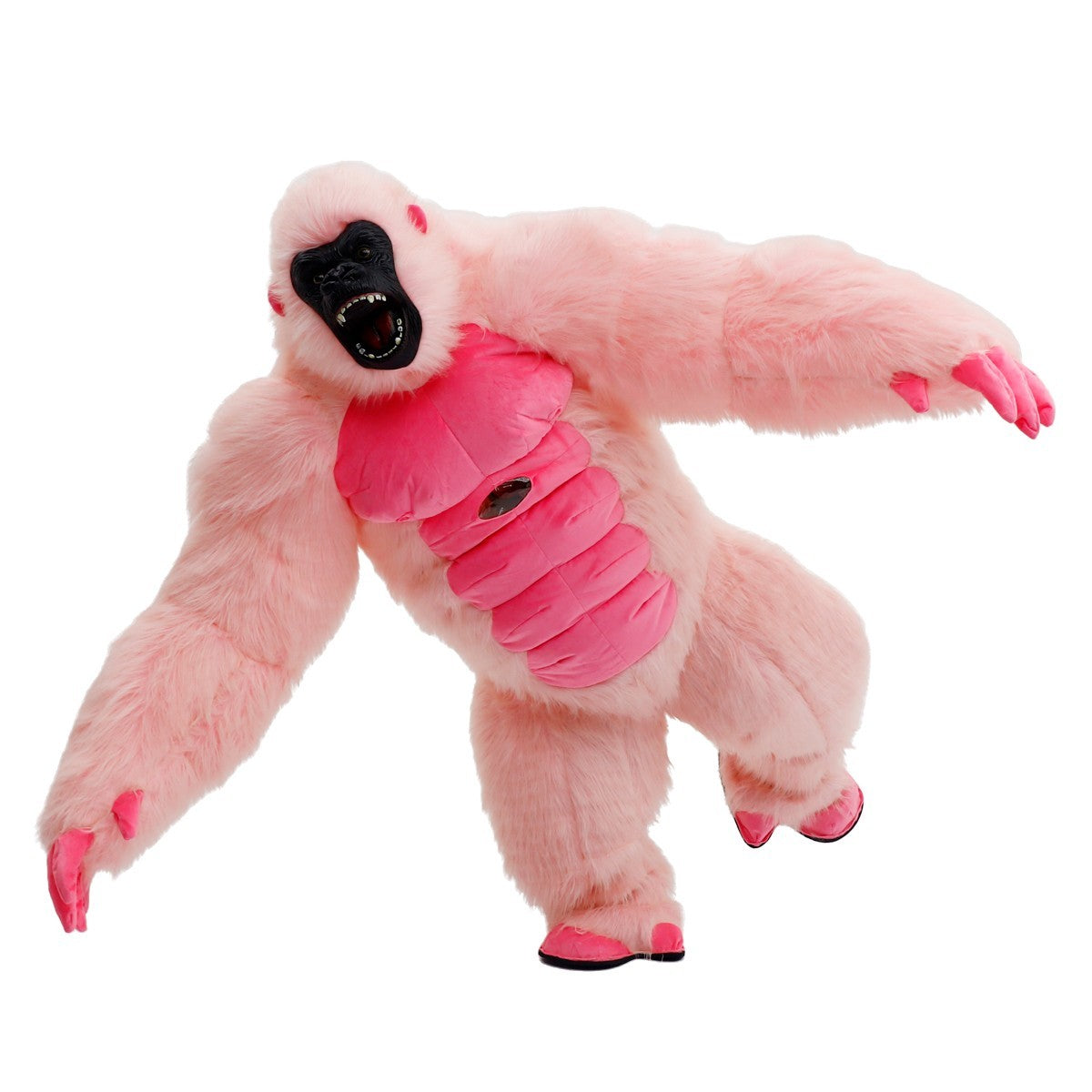 Fluffy Pink Gorilla Inflatable Costume Mascot Halloween Party Outfit w/Battery Halloween Fast