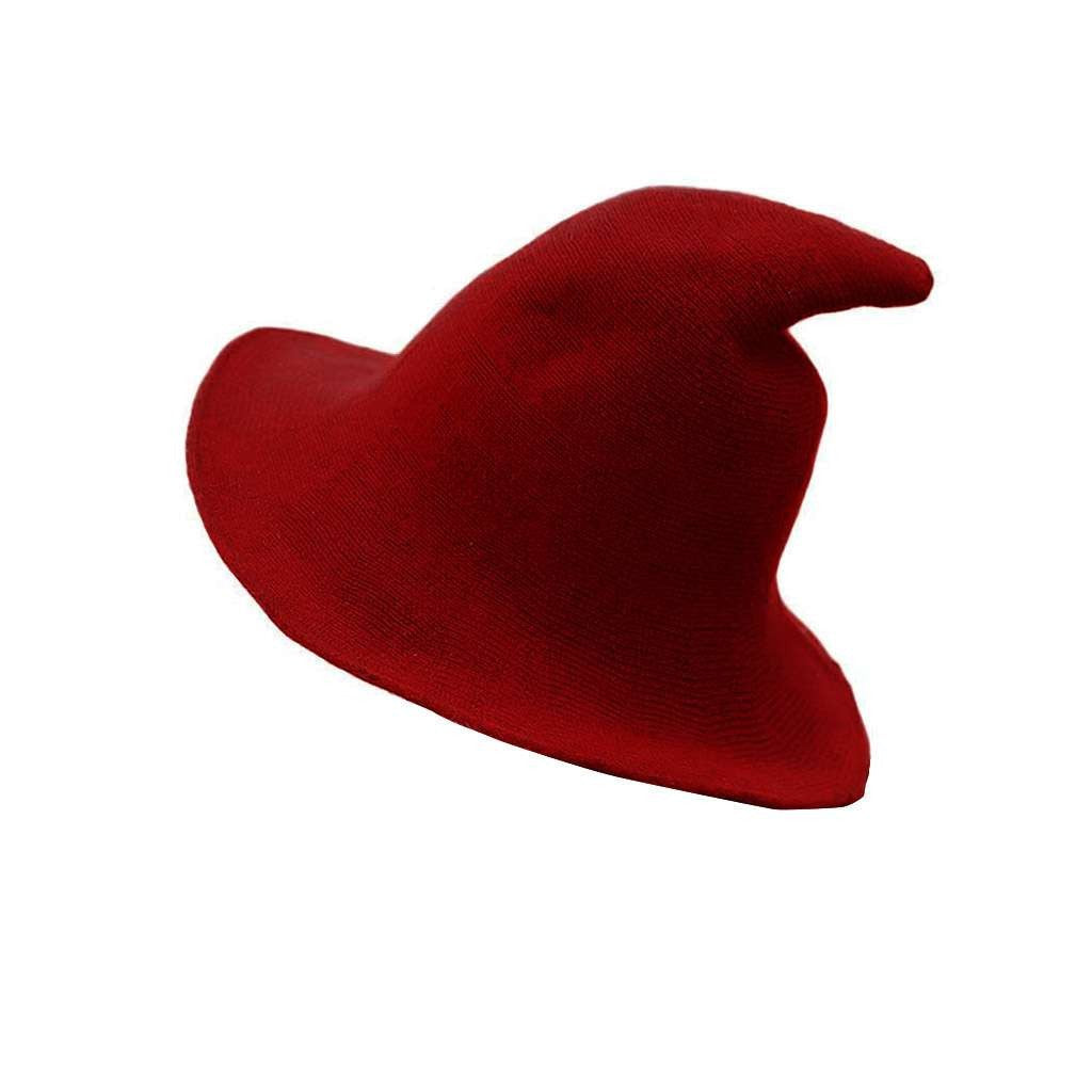 Women Knit Pointed Witch Wizard Hat Wide Brim Halloween Cosplay Casual Party Cap Halloween Fast