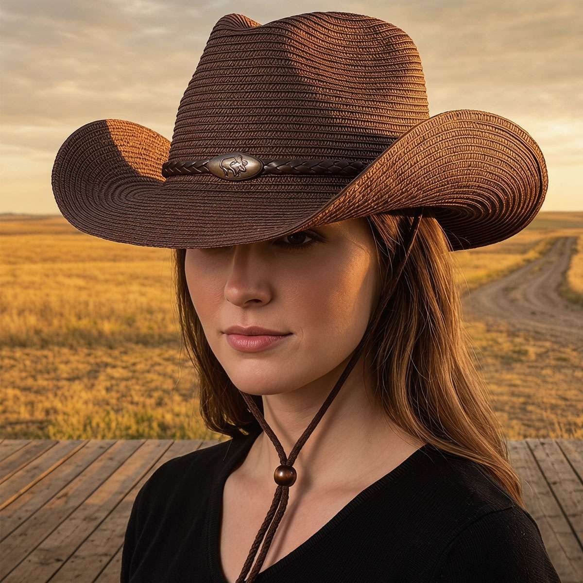 Men Women Wide Brim Western Cowboy Straw Hat Outdoor Sun Protection Hat Halloween Fast