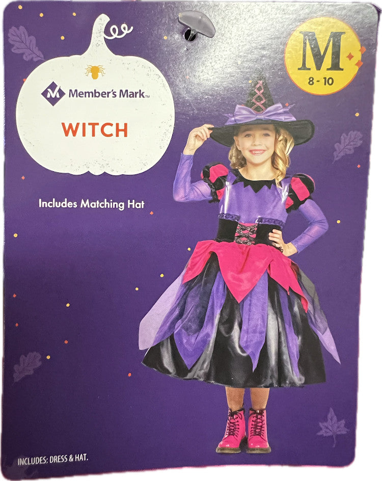 MEMBERS MARK WITCH CHILD COSTUME MEDIUM 8-10 Halloween Fast