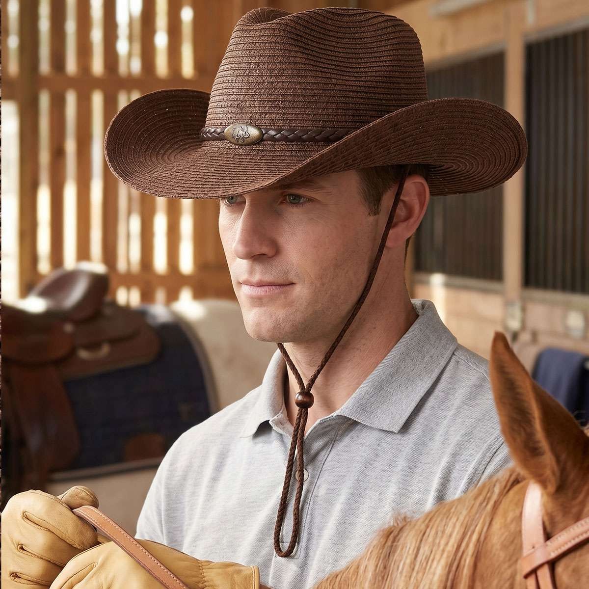 Men Women Wide Brim Western Cowboy Straw Hat Outdoor Sun Protection Hat Halloween Fast