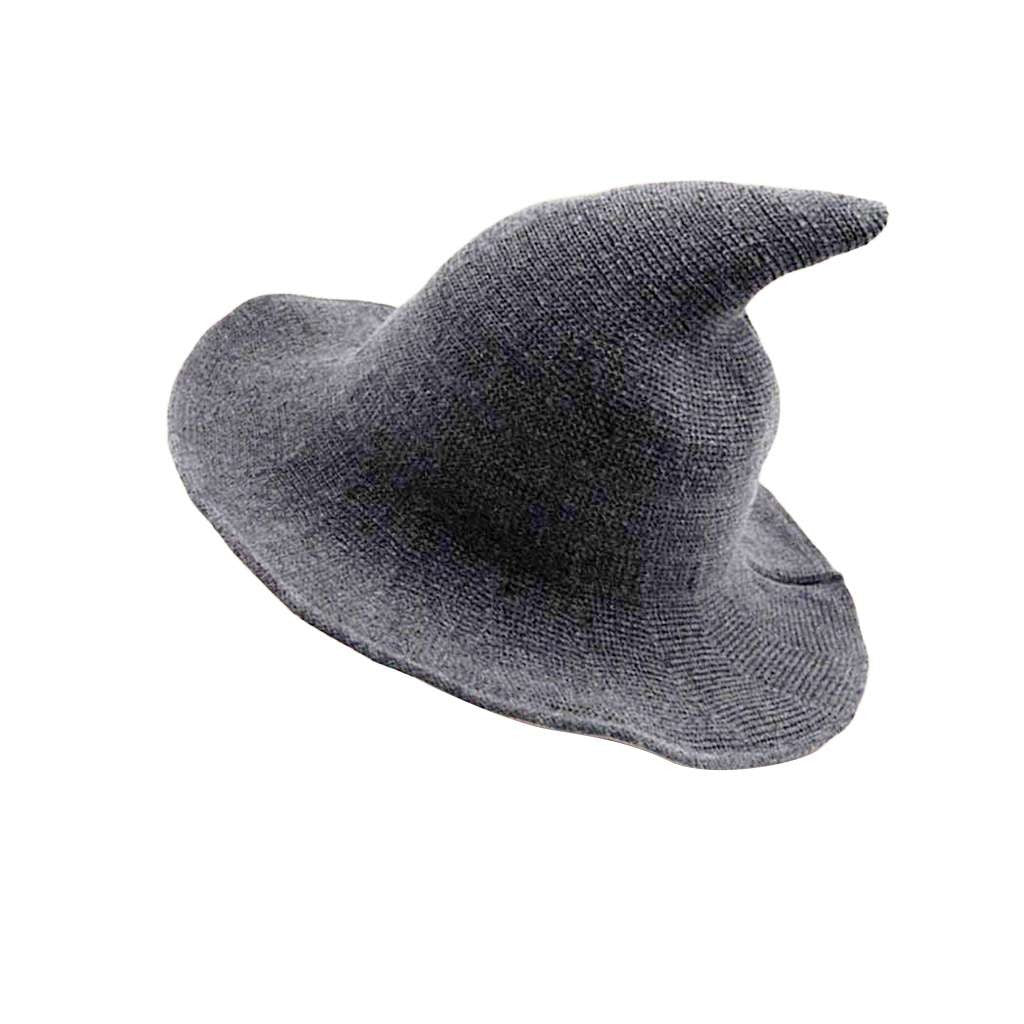 Women Knit Pointed Witch Wizard Hat Wide Brim Halloween Cosplay Casual Party Cap Halloween Fast