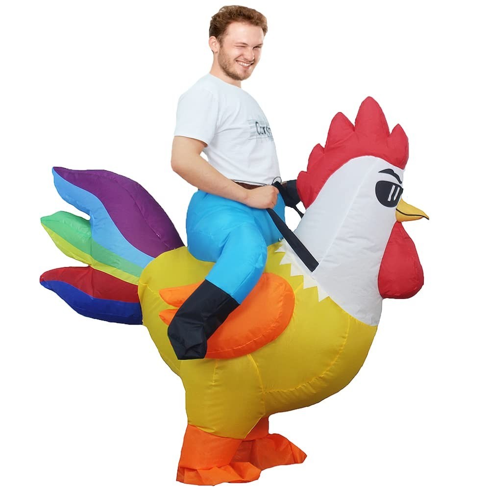 Rooster Ride on Inflatable Costume Adult for Halloween Cosplay Party Fancy Dress Halloween Fast