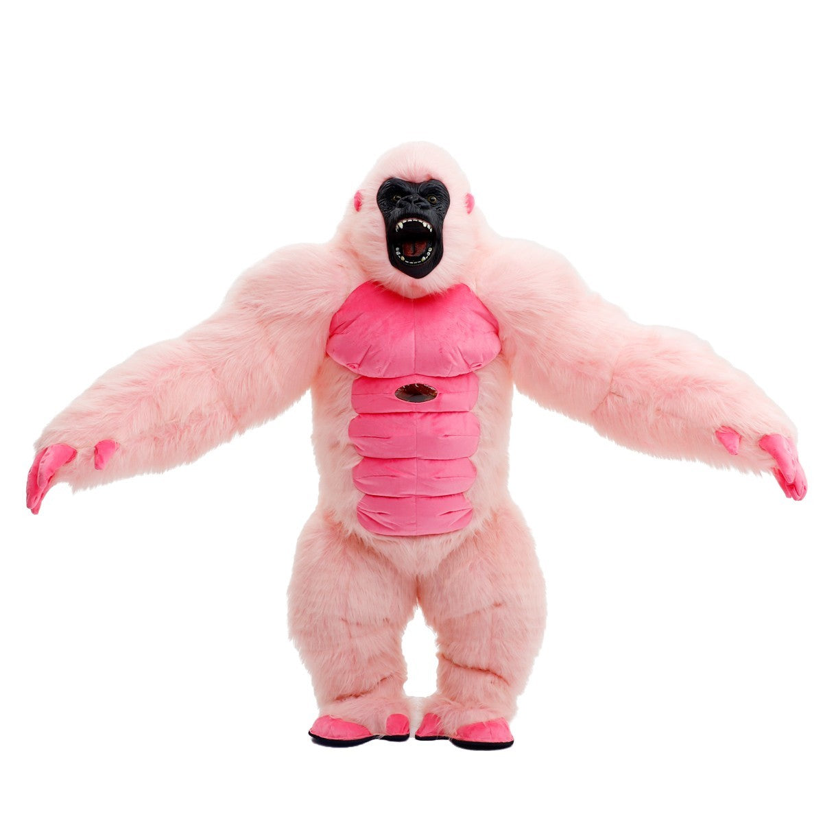 Fluffy Pink Gorilla Inflatable Costume Mascot Halloween Party Outfit w/Battery Halloween Fast